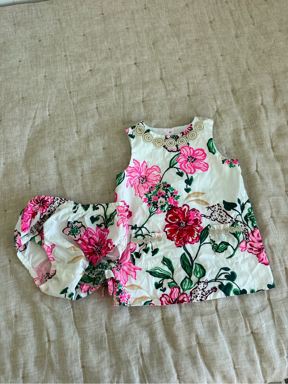 Lilly Pulitzer Floral Print Shift Dress Set Size 18-24 months